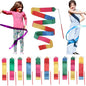 Ribbon Dance Wands 20 Pack, Party Favors for Kids Goodie Bag Stuffers, Rainbow Birhtday Outdoor Party Games (multicolored ribbon with Red grip, 20pcs Set)