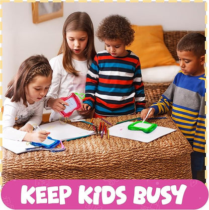 Bedwina Mini Magnetic Drawing Board for Kids - (Pack of 6) Backpack Keychain Clip Drawing Boards, Erasable Doodle Sketch Writing Pad Boys & Girls, Birthday Kids Party Favors