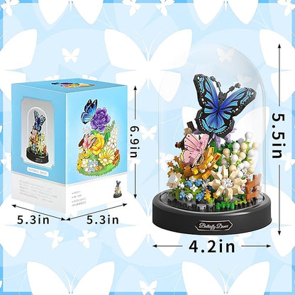 530 PCS Micro Brick Flower Butterfly Bouquet Building Sets, Animals Botanical Collection Blocks Model for Adult Toys,Home Decor and Office Art Creative Gift Women, Mom,Girl - Valentine’s Day Gift