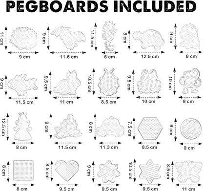 FUNZBO 13200 5mm Fuse Beads Kit - Fuse Beads Set with 20 pcs Special Shaped Pegboards, Home School Arts and Crafts Supplies for Kids, Gifts for Girls and Boys Age 5+ Years Old