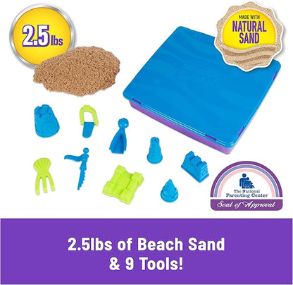 Kinetic Sand, Deluxe Beach Castle Playset with 2.5lbs Play Sand, Tools & Molds, Sensory Toys, Holiday Gifts & Stocking Stuffers for Kids Ages 3 and up
