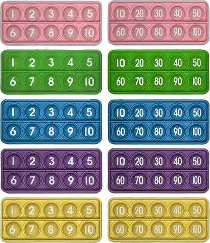 Ten Frame Pop Math Manipulatives - Set of 10 Silicone Fidget Toys for Kindergarten Classrooms - Engaging Educational Counting & Addition Toys for Kids 3 4 5 Years Old
