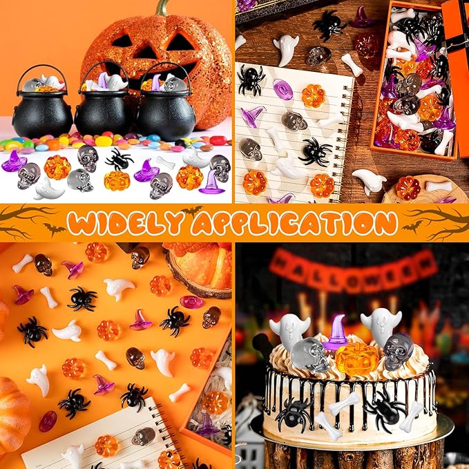 330 Pcs Halloween Vase Filler, Mini Acrylic Pumpkin Ghost Skull Spider Witch Hats Gems for Centerpieces Table Decorations, Halloween Sensory Bin Filler Decor for DIY Crafts