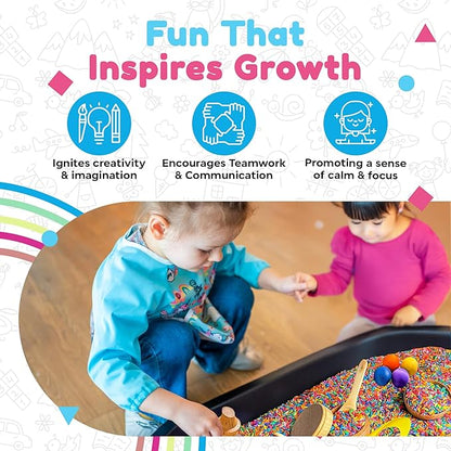 Rainbow Rice and Sensory Bin Tools (30 Pieces), Wooden Sensory Bin Tools and Scoops with Chemical-Free and Food-Safe Rice, Table Tools for Fine Motor Skills