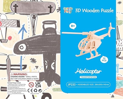 Georgie Porgy 3D Wooden Puzzles, DIY Models Kits for Kids, Dinosaur Animal Airplane Car Woodcraft Construction Toy DIY Projects (Airplanes Off-Road Vehicle Cars Yacht)