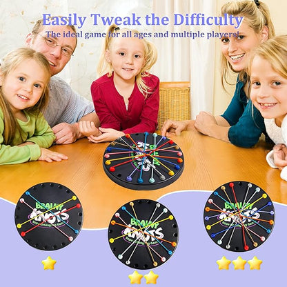 Brainy Knots Rope Untangling Game - Fun Puzzle Board Games for Kids & Adults! Portable Educational Strategy String Toy to Train Brain & Reflex Skills