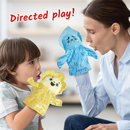hand2mind Feelings Family Hand Puppets, Hand Puppets for Kids, Social Skills Activities, Mindfulness for Kids, Social Emotional Learning Activities, Sensory Play Therapy Toys for Counselors (Set of 5)