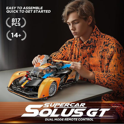 Remote Control Building Car, 1:14 Solus GT Construction Toy, Compatible with Technic Car, Collectible Gifts for 10-16 Year Olds and Adults (817pcs)