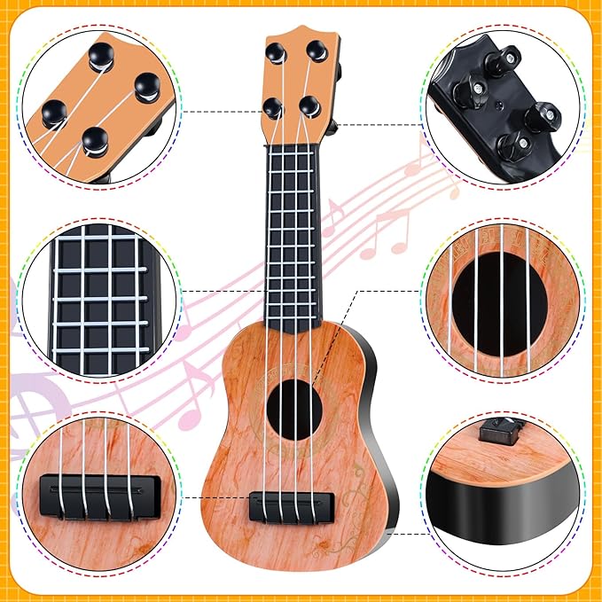 Lenwen 12 Pcs Kids Ukulele Guitar 10 Inch Kids Toy Ukulele 4 Strings Mini Guitar Children Musical Instruments Educational Learning Toy for Toddler Beginner Preschoolers Education