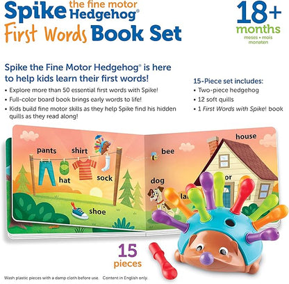 Learning Resources Spike The Fine Motor Hedgehog First Words - 15 Pieces, Age 18 Months+ Toddler Toys, Fine Motor Fun, Preschool Fine Motor Skills, Toddler Activity