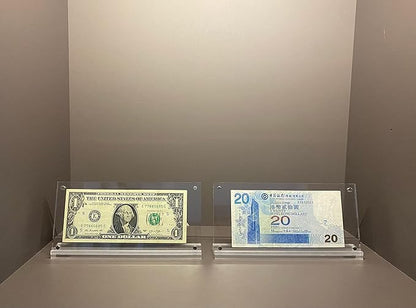 IEEK Acrylic Dollar Bill Frame Currency Holder Clear Paper Money Holders for Collectors Currency Ticket Protector Dollar Bill Display Stand,7.3 x 3.5 Inch,2 Pack
