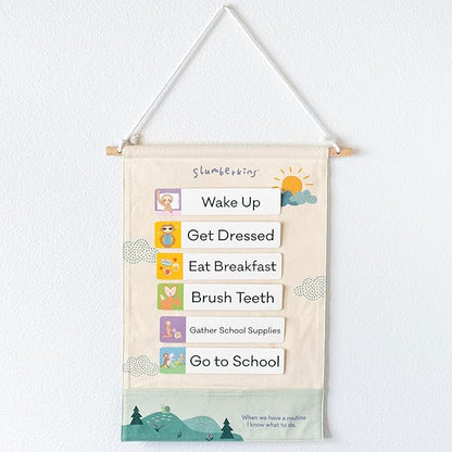 Slumberkins Visual Schedule for Siblings Bundle - Includes 2 Visual Schedules, Sloth Kin, Sloth's Daily Plan & Sloth Starts to Slumber Board Books - Practing Routines & Healthy Boundaries for Kids