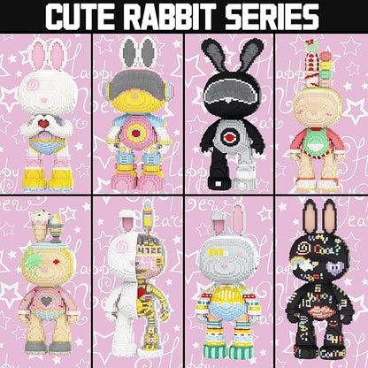 Animal Graffiti Love Heart Rabbit Micro Mini Building Blocks Sets with Storage Drawer Large Cute Animal Red Heart Rabbit Building Kits Model Toys for Adults Kids Teens 6400 PCS