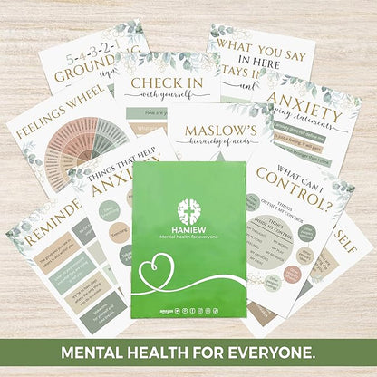 10 Greenery Mental Health Posters, Anxiety Therapy Matters Poster, Counseling Office Must Haves, School Counselor Supplies, Therapy Office Decor - Home - Classroom Decoration, Mental Health Gifts