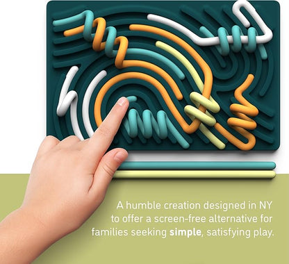 Sensory Activity Board: Silicone Fidget Toy for Calming, Stress, Anxiety, ADHD & Autism | Silent, No Mess | Kids 3+ & Adults | Includes Portable Travel Bag & 11 Strings