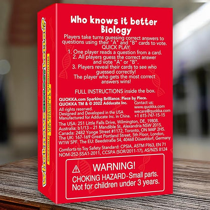 Board Games for Kids 8-12 and Family - Educational Trivia Card Game for Kids Age 8+ - Who Knows Biology Better? - 500+ Questions for Fun Learning and Family Game Night - Science Trivia for Children