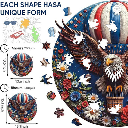 500 Piece Wooden Puzzles, Flower Eagle Jigsaw Puzzles, Royal, Unique Shape Animal Adult Puzzles, Irregular Best Gift for Adults and Kids Family Game (15.1x15.1 in)