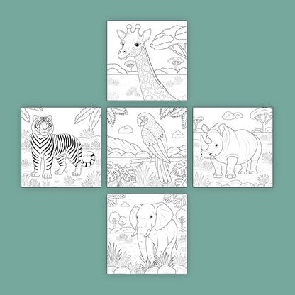 ArtPops Coloring Boxes – Pop-Up Pre-Printed Coloring Box Set – DIY Wall Art Kit for Kids – Eco-Friendly, Easy to Hang, No Frame Needed – 5-Pack, Safari Squad
