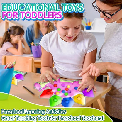 2PC Pink Dinosaur Color Sorting Sensory Toys, Montessori Toys for Toddler Girl Fine Motor Skill Game Learning Activities Quiet Calm Down Fidgets for Classroom Stocking Stuffers for 3 4 5 Year Old