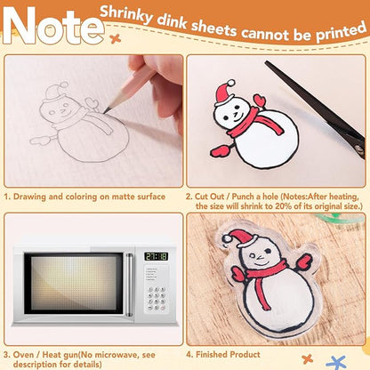 155 Pcs Shrink Plastic Sheets Kit, Including 25Pcs Shrinky Art Paper with 130Pcs Accessories for Crafts DIY Keychain Making