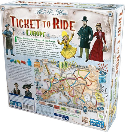 Asmodee Ticket to Ride Europe Board Game - Embark on a Railway Adventure Across The Continent! Fun Family Strategy Game for Kids & Adults, Ages 8+, 2-5 Players, 30-60 Min Playtime
