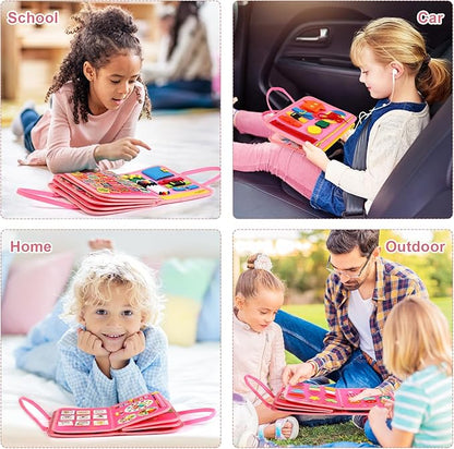 Hooku Busy Board for 1 Year Old, Montessori Toys for 2 Year Old, Baby Sensory Toy for Toddlers 1-3, Fine Motor Toy, Toddler Travel Toys, Toddler Learning Activities,Birthday Gifts for Baby Boy Girl