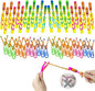 50 Pcs Slingshot Flying Toys with Led Lights,25 Pcs LED Arrow Helicopters + 25 Pcs Launchers,Summer Outdoor Game Glow in The Dark Party Supplies Party Favors for Kids 4-8,8-12 Bulk Toys