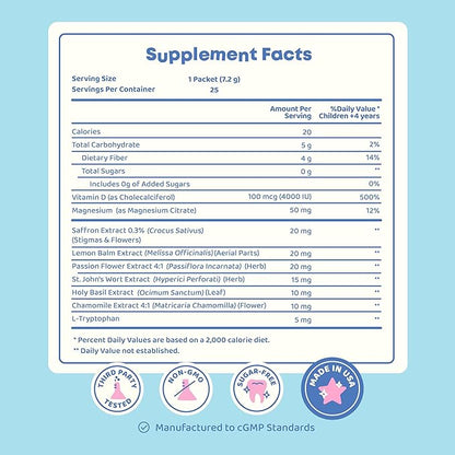 JoySpring Pixie Sticks with Saffron & GABA for Kids | Mood Balance Supplements for Kids | Sugar-Free Powder Candy New Flavor Cherry Lime (25 Servings)