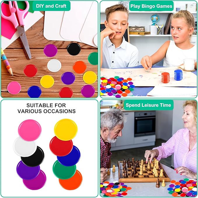 Coopay 5000 Pieces 1 Inch Bingo Chips Bulk, 10 Colors Bingo Markers for Math Practice, Plastic Learning Counters Disks Counting Discs and Poker Chips Game Tokens Kids Reward
