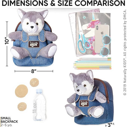Wolf Backpack, Wolf Toys for Kids 3-5, Toddler Husky Stuffed Animal Gifts for 2 3 4 5 Year Old Girl Boy