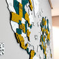 Colorfull Worlds 3D Wooden World Map Wall Art | Unique Wall Decor with Pins for Travel Enthusiasts | Home and Office Wall Décor | Gold-Blue | Medium
