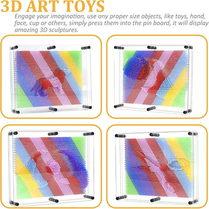 MICKYU Large 3D Pin Art Board Games Fidget Sensory Toys for Kids with Autism, 8x10 inches