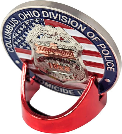 Generic Military Challenge Coin Display Stand - Solid Metal with Anodized Finish - US Vet. Business (Crimson), Gold, Silver, Black