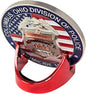 Generic Military Challenge Coin Display Stand - Solid Metal with Anodized Finish - US Vet. Business (Crimson), Gold, Silver, Black