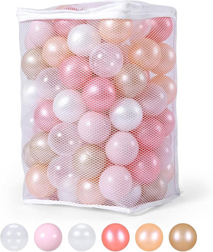 Ball Pit Balls Pack of 100 200 500 - Star and Round Set BPA Free Phthalate Free Non-Toxic Crush Proof Play Balls Soft Plastic Balls for Toddlers Baby Kids Birthday Pool Tent Party