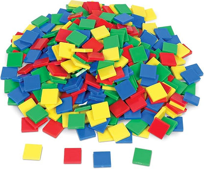 Learning Resources Square Color Tiles, Counting, Sorting Toy, Set of 400 in 6 Colors, Ages 4+