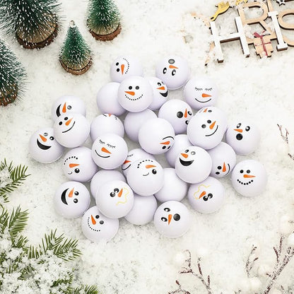 Zhanmai 32 Pcs Christmas Snowmen Stress Balls Bulk Small Snowball Face Relief Squeeze Crafts for Winter Party Favors Xmas Stocking Stuffers Gift Goodie Bag Fillers Holiday Decorations (1.6 Inch)