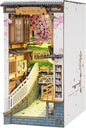 ROBOTIME DIY Book Nook Kit DIY Miniature Dollhouse Booknook Kit 3D Wooden Puzzle with LED Light,Decorative Bookend Bookshelf Insert Decor for Teens and Adults (Sakura Tram)