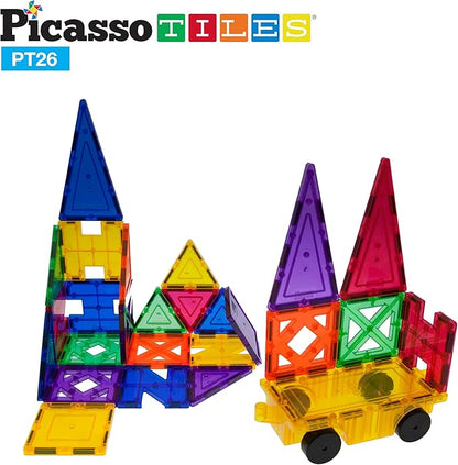 PicassoTiles Building Blocks Inspirational Kit 3D Building Construction Toys Clear Magnetic Stacking Set STEM Playboards Magnet Felt Tiles Novelty Games, Creativity Beyond Imagination