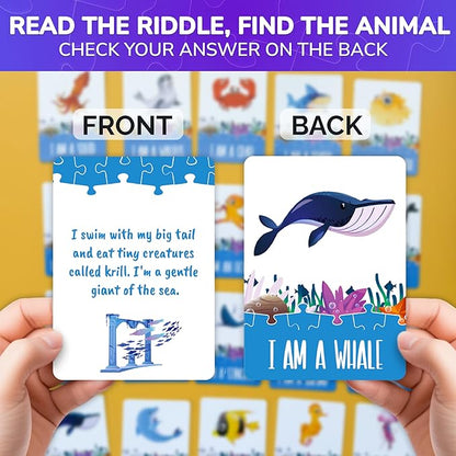 QUOKKA Search and Find Puzzles for Kids Ages 4-6 - Riddle Kids Puzzles 6-8 Years Old - 70 Unique Pcs - 20 Illustrated Guessing Cards - Engaging Children Themes - Ocean Puzzle Gift for Toddlers 3-5