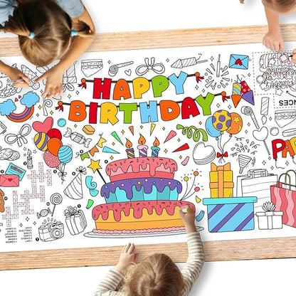 Giant Coloring Poster for Classroom Wall - Versatile 31.5 x 72 Inches Birthday Activity Poster/Table Cover, School Parties, Birthday Party and Special Events Decoration