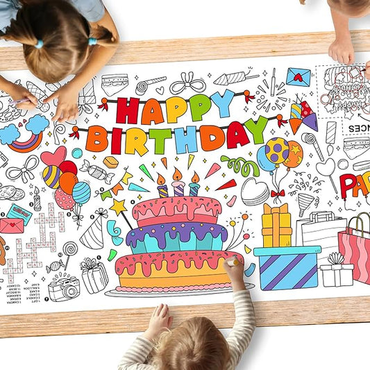 Giant Coloring Poster for Classroom Wall - Versatile 31.5 x 72 Inches Birthday Activity Poster/Table Cover, School Parties, Birthday Party and Special Events Decoration