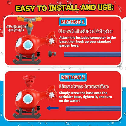 2 in 1 Water Sprinklers T Ball Set for Kids & Toddlers, Outdoor Baseball and Spray Play Toy, Backyard Summer Yard Games, Connects to Garden Hose, Fun Water Toys for Lawn, Pool or Party Activities