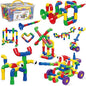 PicassoTiles PTT136 136pcs Tubular Pipes & Spout STEAM Interlocking Educational Building Block Set, Tube Locks, Pipeworks Construction Blocks w/Storage Container Box, Idea Book, Flute Musical Kit