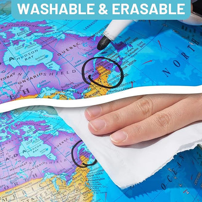 13" Illuminated Globes, 720° Spinning Globe with Touch Switch & Light Up Without Charging & 3 LED Lighting Modes for Classroom Education & Bedroom Decor, Inspire Geography Interest