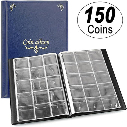 150 Pockets Coin Album, Penny Collecting Book, Souvenir Coins Collection Holder, Ideal for Pressed Pennies Passport, Hobby Coin Collector, Money Specie Display Storage Case (English, Blue)