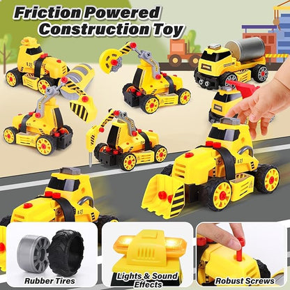 7 in 1 Take Apart Toys with Electric Drill Take Apart Truck Toys Construction Set DIY Engineering Building Toy Push Go STEM Toy Gift for Boys Toys Ages 4-7 Years Old