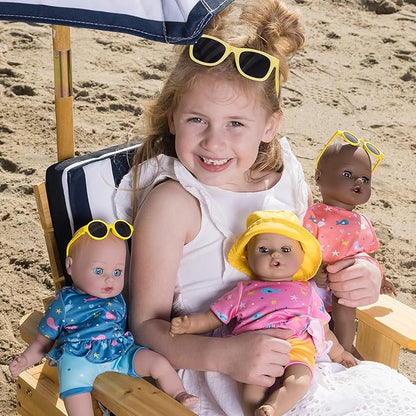 ADORA Beach Baby African American Doll with Sun-Activated Freckles, Clothes & Accessories Set, Adorable Baby Doll Made in Exclusive QuickDri Vinyl Birthday Gift for Ages 1+ - Baby Piper