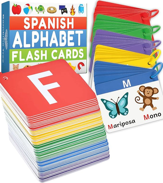 Spanish Alphabet Flash Cards - ABC Jumbo Flash Cards for Kids Ages 3-6 - Lowercase & Uppercase Letter Recognition Learning Game - Teacher Designed for Classroom, Preschool, Kindergarten & Toddlers