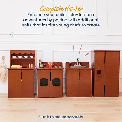 ECR4Kids Play Kitchen Refrigerator, Wooden Playset, Dark Walnut